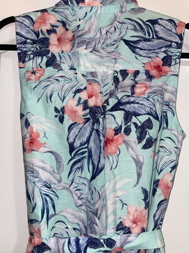 TOMMY BAHAMA Women’s Hideaway Bay Linen Midi Shirtdress size S Sleeveless Floral - Picture 7 of 8