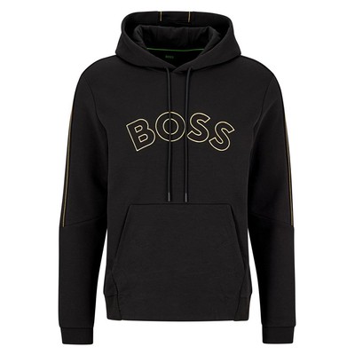 Hugo Boss Men Soody 2 1 Leisure Jersey Cotton Gold Logo Hoodie Sweatshirt  Black | eBay