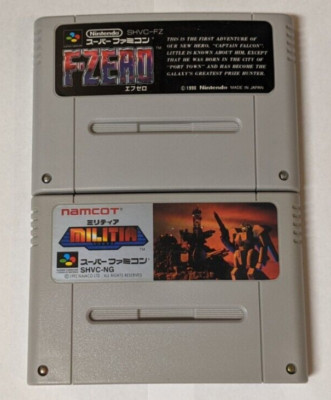 Nintendo Super Famicom Lot of 2 - F-Zero & Militia - COcx34