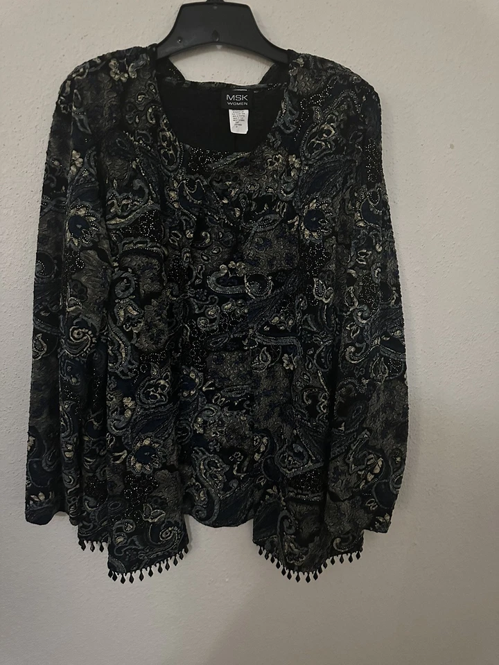 msk women tops 2 pieces beaded multi color 2Xl - Image 2 of 4