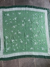 Beautiful Vintage Scarf In Greens And Small Floral Pattern 42  Square