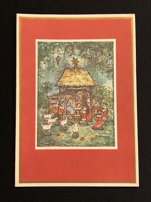 Vintage Christmas Card George Caspari Ursula Arndt Switzerland Nativity Unused