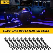 10X 4.9FT  Extension Wire Cable Kit For RGB LED Under Glow Rock Light 4Pin
