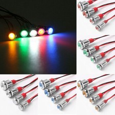LED Indicator Light Car Boat Dash Dashboard Pilot Lamp Panel Warning 5X 12V 6mm