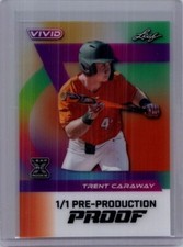 Trent Caraway 2024 Leaf Vivid Baseball 1/1 Pre Production Proof