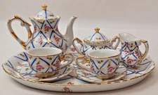 Noritake A Sevre Decor Miniature Tea Set Pink Roses Gold Gilt 10 Piece