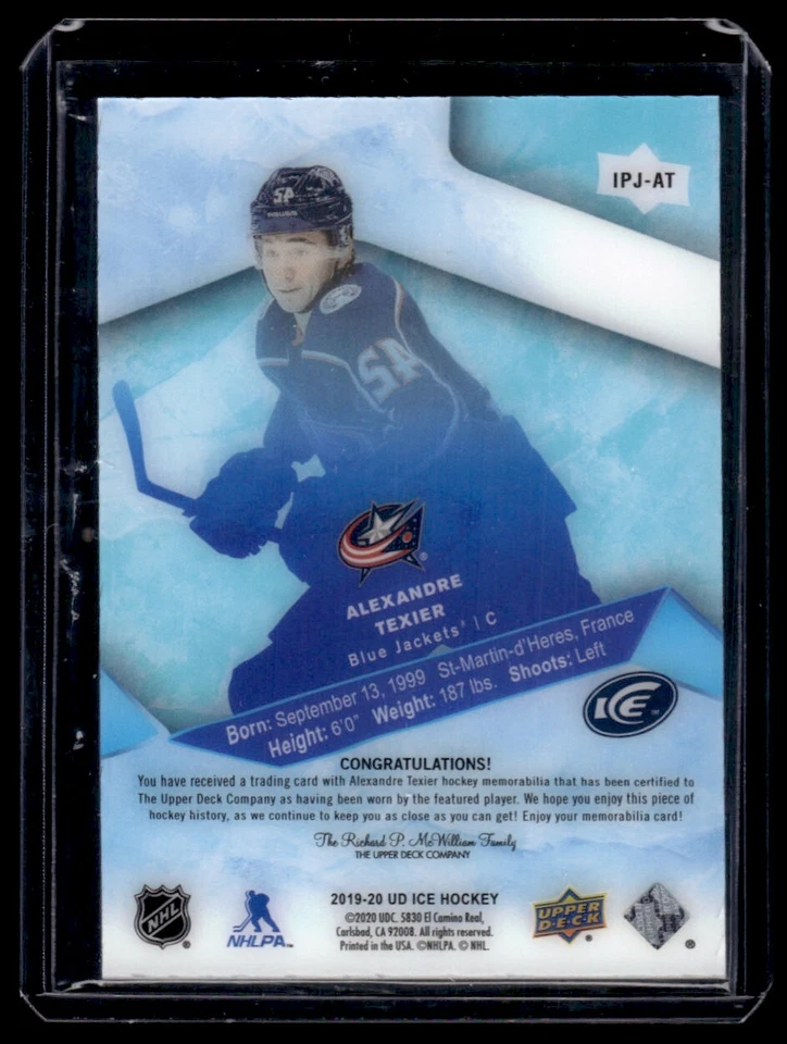 2019-20 Upper Deck Ice Ice Premieres Jersey Alexandre Texier #IPJ-AT Columbus - Image 2 of 2