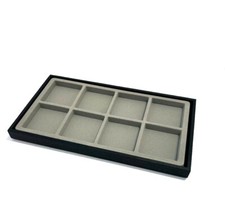 Black Stained Wood Pocket Watch Gray 8 Space Liner Display Stackable Tray