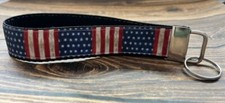 Key Fob Chain Holder Wrist Lanyard Wristlet Hands Free Stars Stripes Patriotic