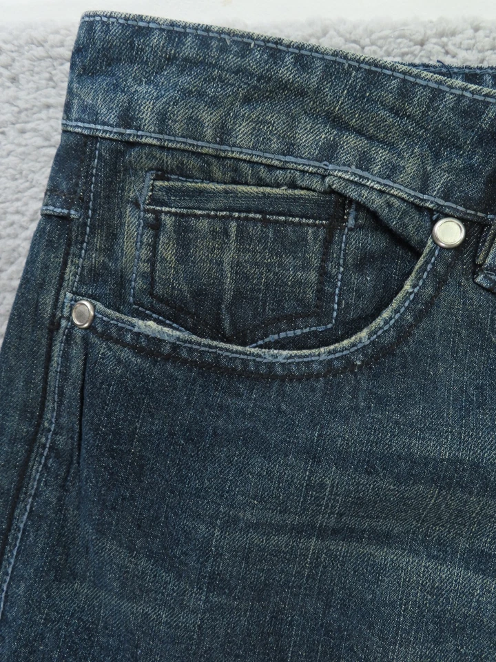 Antik Denim Jeans Mens 42x32 Blue Button Fly Cowboys Embroidered 2 Tone Vintage - Image 4 of 4