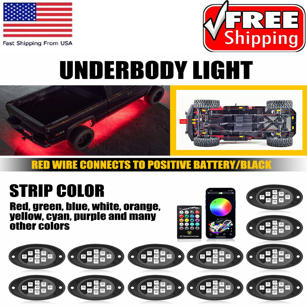 RGB 12 Pods LED Rock For Lights Jeep Offroad Boat Truck UTV ATV Underbody Lamp