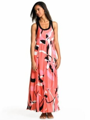 BANANA REPUBLIC 719919 100% SILK PRINT PATIO MAXI DRESS SIZE XS EXTRA SMALL