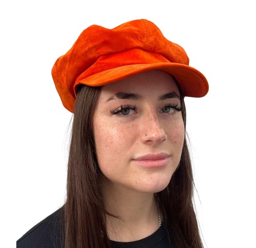 Velvet Baker Boy Hat Orange Velvet Newsboy Hat by CRAGGI - Picture 4 of 10