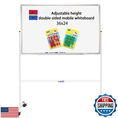 H-Qprobd Mobile Whiteboard 36"x24" Magnetic Dry Erase Board with Stand - Adju