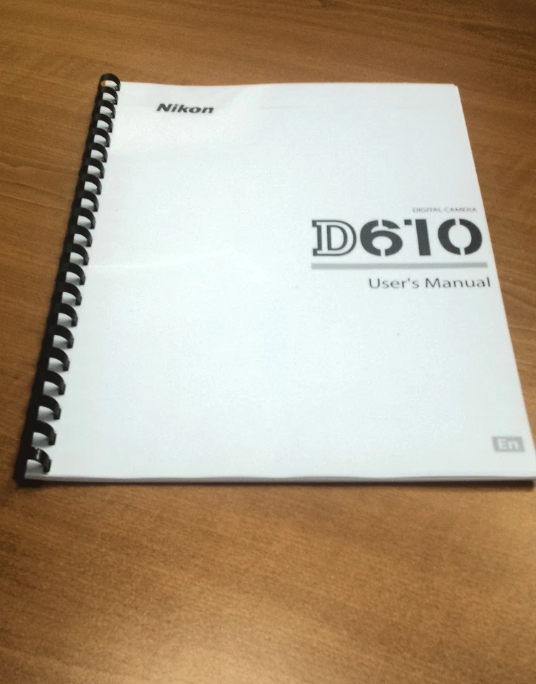 FOTOCAMERA DIGITALE NIKON SLR D610 ISTRUZIONI STAMPATE MANUALE UTENTE 372 PAGINE A5