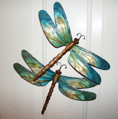 Flying DRAGONFLY Wall Decor (2128B) Mother of Pearl Capiz, Metal, Large 15x10