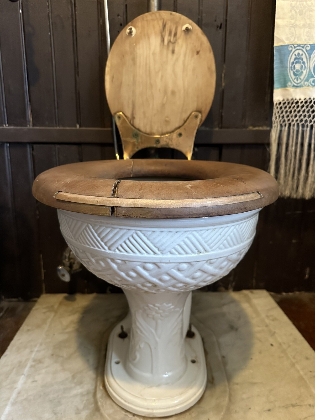 Antique Victorian High Tank Toilet Embossed Bowl Vtg Plumbing eBay