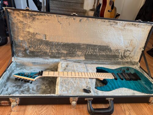 Guitarra Eléctrica ESP LTD MH-203QM Cuerpo Sólido Edredón Tapa de Arce Ver a través del Acabado Azul - Imagen 9 de 9