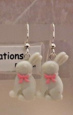 Chocolate or white Bunny Rabbit Earrings Silver hooks Ear Decorations by Robyn Chocolate or white Bunny Rabbit Earrings Silver hooks Ear Decorations by Robyn