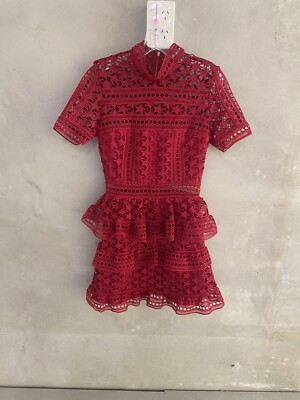 Self-portrait Red High Neck Star Lace Dress Sz 6 E39 | eBay Australia Self-portrait Red High Neck Star Lace Dress Sz 6 E39 | eBay Australia