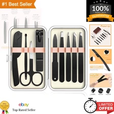 Professional Stainless Steel Tweezers and Nail Clippers in Travel Leather Case