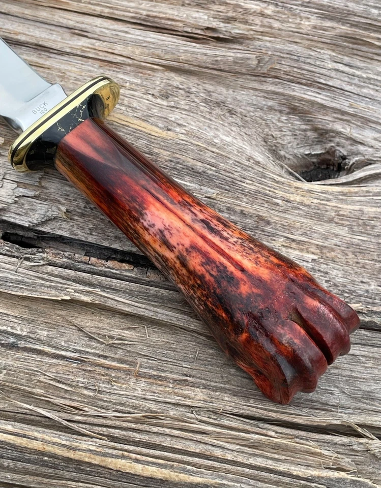 LEROY REMER BUCK 120 GENERAL WILDEBEEST BRASS GUARD W/GOLD ONYX TRIM KNIVES #10 - Image 4 of 4