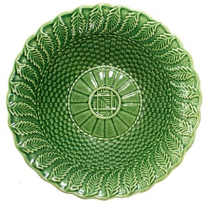 bordallo pinheiro basketweave majolica serving leaf bowl green