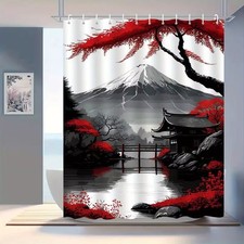 Ink Landscape Painting Waterproof Shower Curtain Bathroom Multiple Size