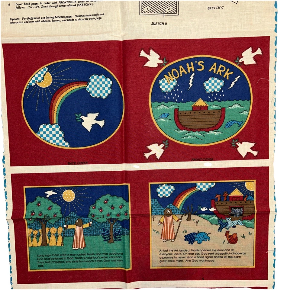 Panel de tela de algodón vintage N.T. Inc panel de libro de corte y costura Arca de Noé Foto 3 de 4