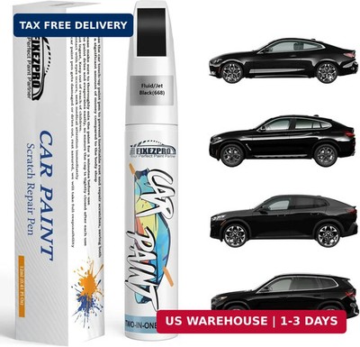 668 Fluid/Jet Black Touch Up Paint for BMW, Color Exact Match Car Paint Scratch