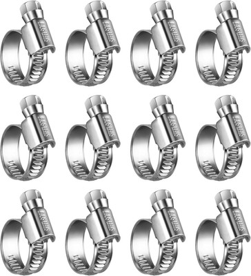 Non-Slip Worm Gear Hose Clamps#6, 1/2'' to 3/4''(12-20Mm) Adjustable Stainless Ste