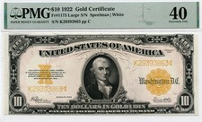 1922 Gold Certificate $10 dollars Fr # 1173 PMG 40