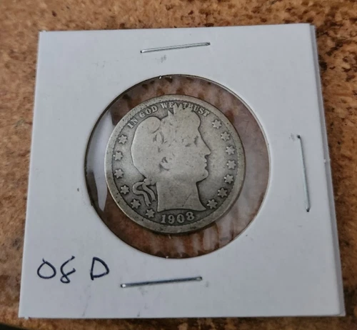 1908 d circulated Barber quarter