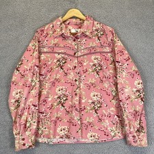 Lee Womens Pink Floral Corduroy Button-Up Shi...