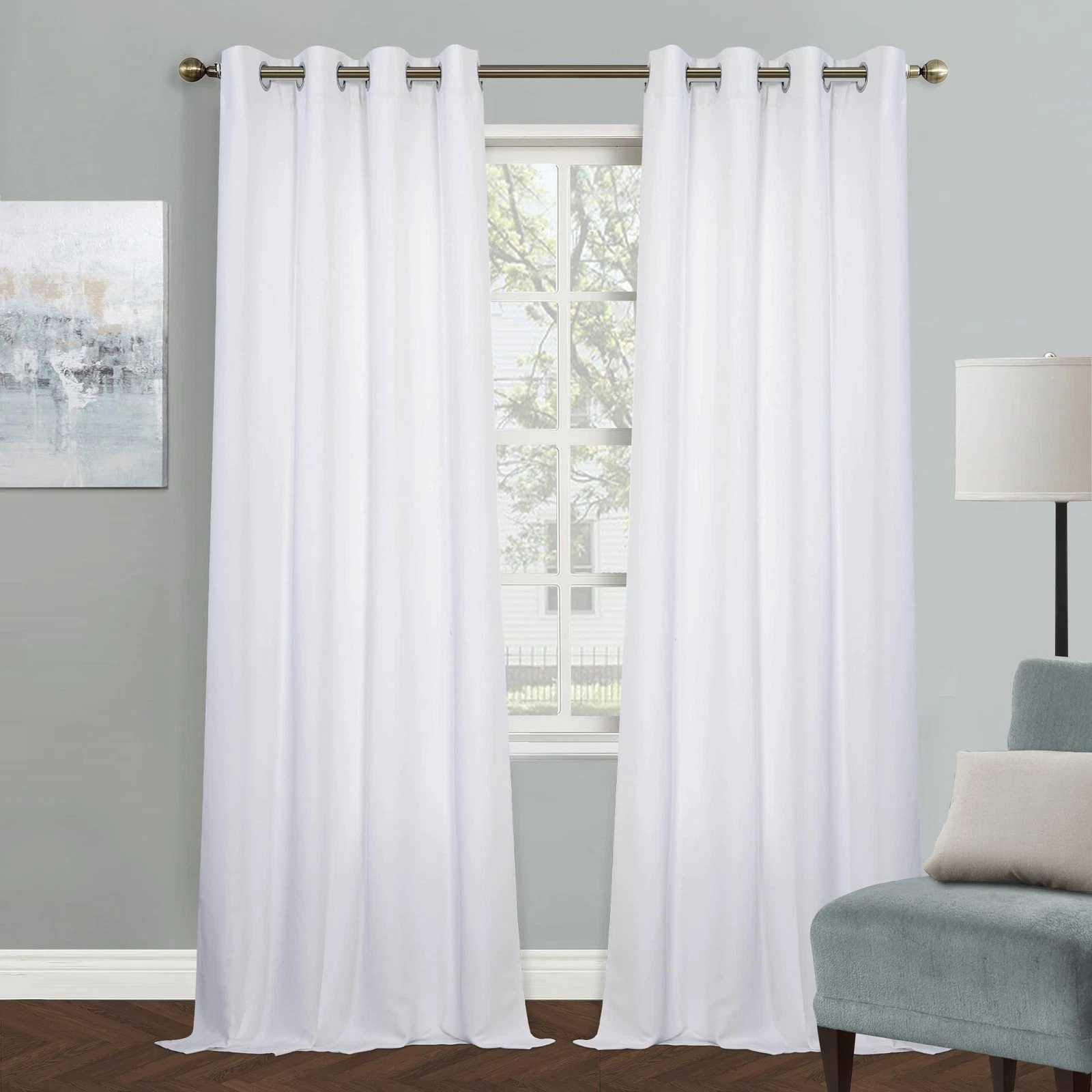 White Bedroom Curtains for Sliding Door 95 Inches Long Living Room Curtains T...