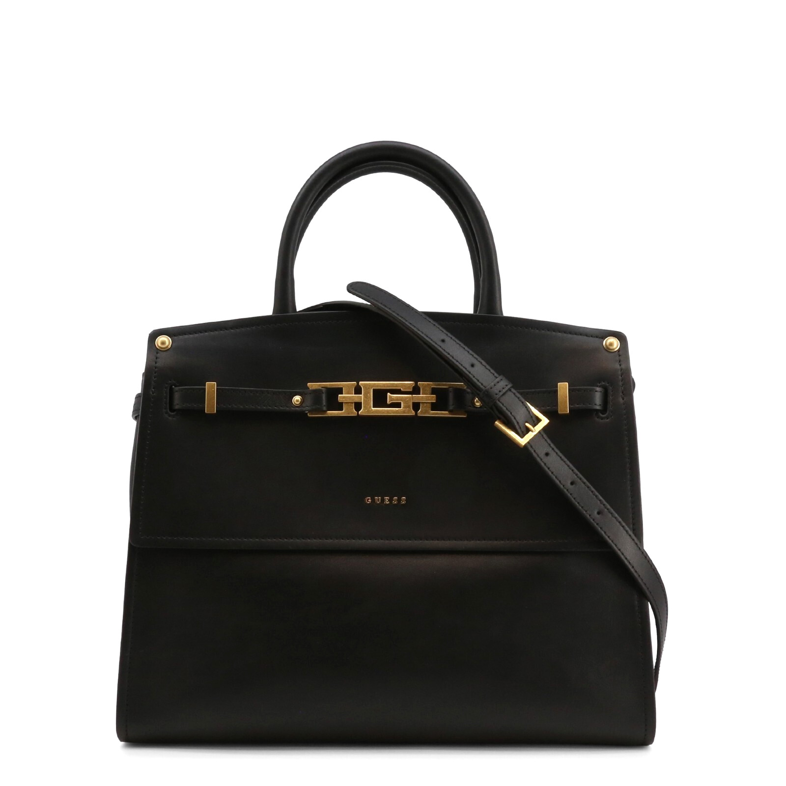 GUESS Black Leather Hand Shoulder Double Handles Strap Large Brand New With Tags