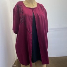 Alfred Dunner Womens Open Front Jacket Short Sleeve Size 18 Made In USA