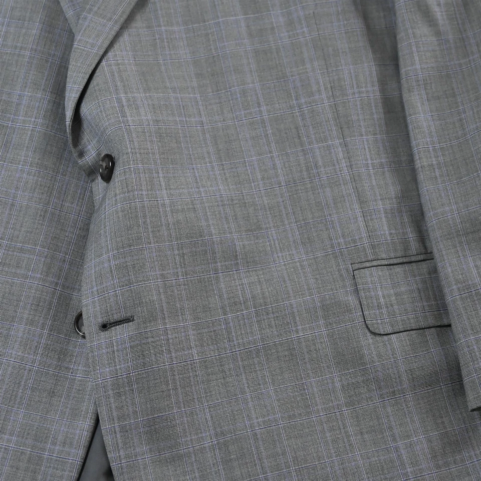 Blazer Traje Chaqueta Abrigo Deportivo Hickey Freeman 58S Gris Cuadros Lana Para Hombre Foto 3 de 4