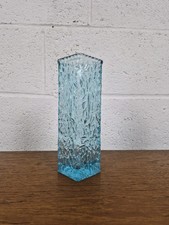 Vintage Davidson Luna Range Blue Textured Bark Glass Vase Mid-century 