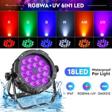 18x15W IP67 Waterproof LED Par Can Light RGBWA UV Outdoor Stage Lights DJ Party