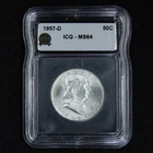 1957-D Franklin Silver Half Dollar Uncirculated ICG MS64 50C