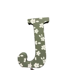 Rustic Wooden Letter J Floral Sage Home Decor
