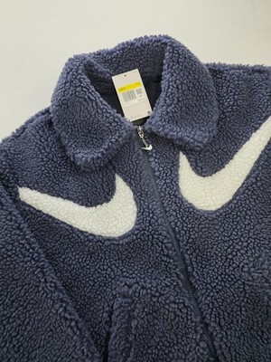 NWT Nike Sportswear Swoosh Sherpa Full Zip Jacket Thunder Blue S DD5620-437