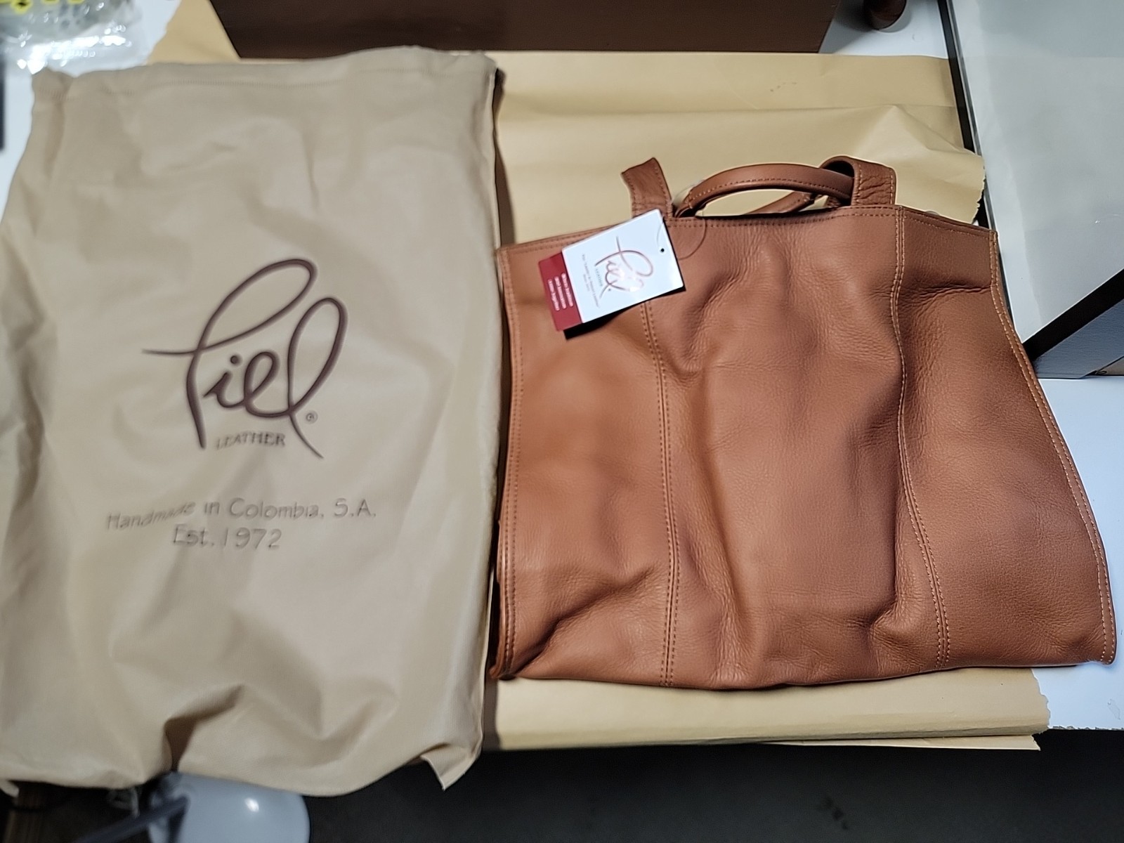 Piel Leather Carry All Tote Full Grain Top Grade Cowhide Saddle Brown 3091-SDL