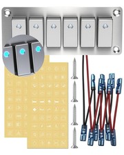 6 Gang Aluminum Marine Rocker Switch Panel 12V/24V Waterproof Silver