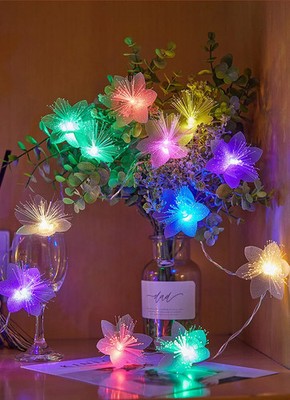 LED-Lichterkette Glasfaser-Blumen Dekorationskette Innen Außen Party