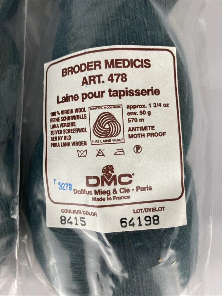 3 x HKS DMC Broder Medicis #8415 Dark Green Virgin Wool Thread VTG 570m - Image 4 of 4