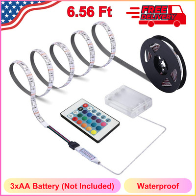 Battery Powered LED Strip Lights, 24-Keys Remote Controlled, 6.56ft Waterproof
