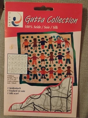 Gutta Seidentuch 55x55cm   Vorgemalt zum selbst ausfärben   DIY Silk