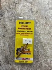 Pro-Shot Bore Brush For .22 Caliber Pistol #8-32 Threads Bronze Bristles - 22P